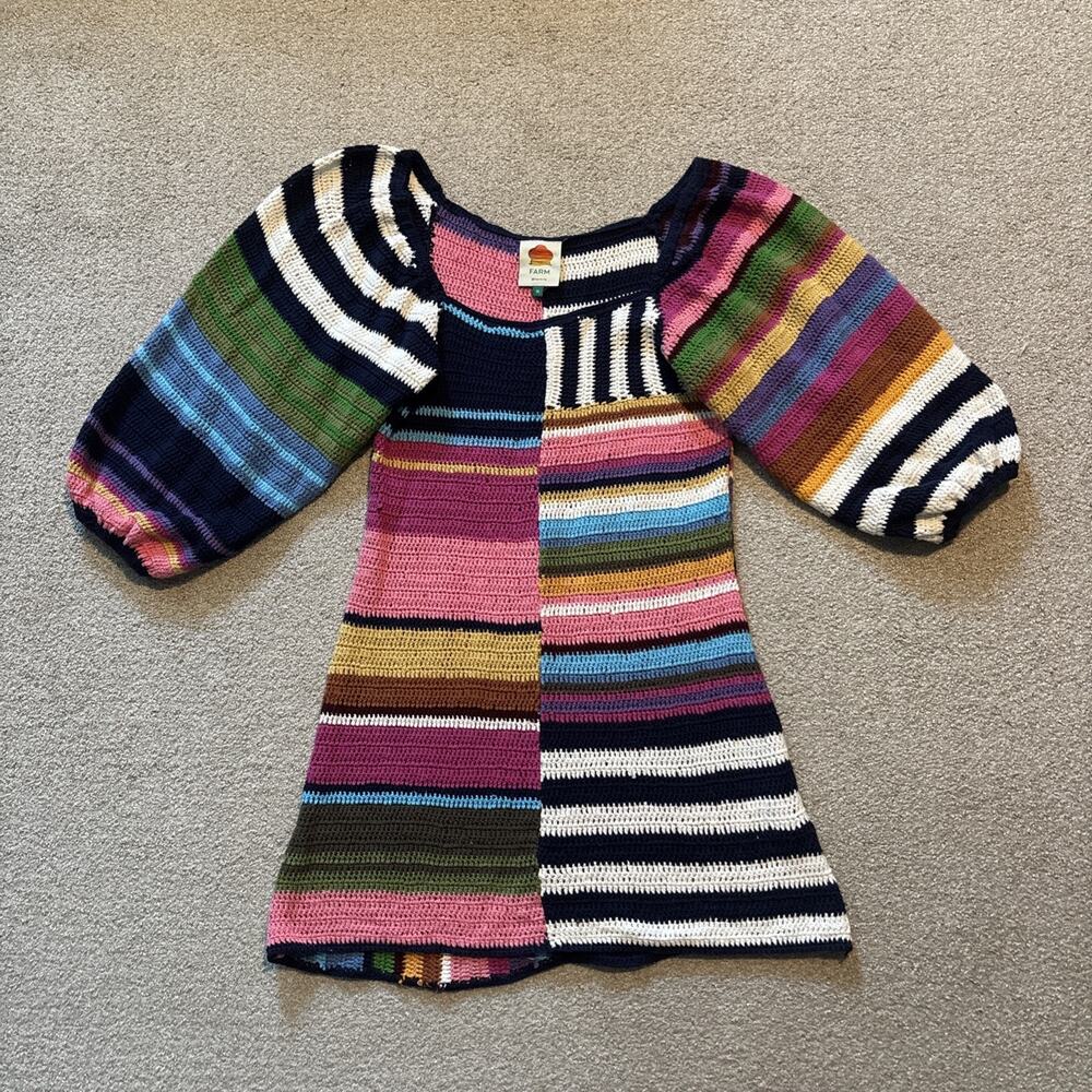 FARM Rio Multicolor Striped Mini Dress - Pink, Blue, Green, Yellow, Navy